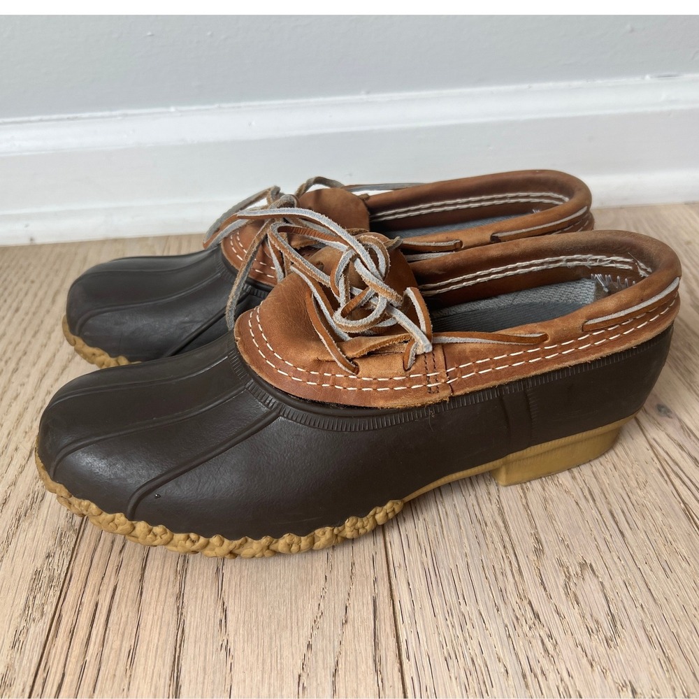 L.L. Bean Rubber Moc Bean Boots Brown Tan Unisex Size W 8 / M 6 Made in Maine